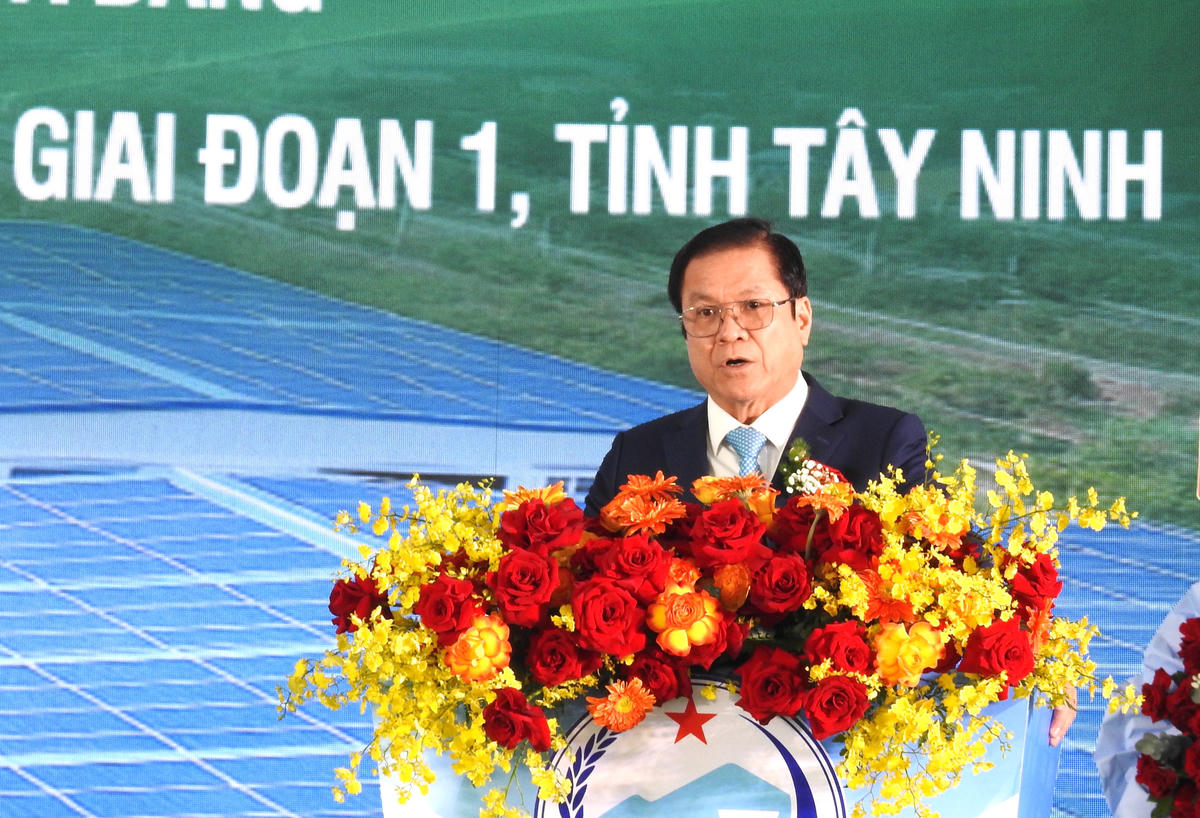 Ông Lê Thanh Hưng, Tổng Giám đốc Tập đoàn Công nghiệp Cao su Việt Nam phát biểu tại buổi lễ. Ảnh: Đ.Xá,