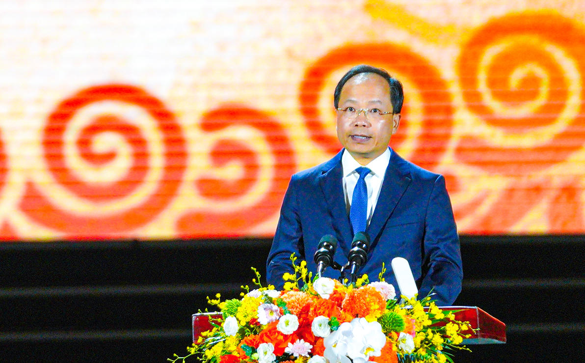 Ông Nguyễn Duy Lâm, Bí thư Tỉnh ủy Hà Tĩnh phát biểu tại buổi lễ. Ảnh: Cẩm Kỳ&nbsp;