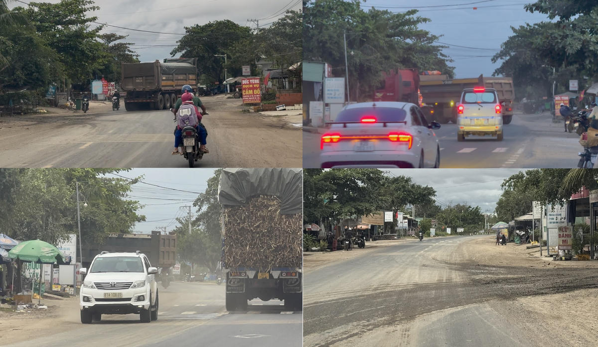 Tại ngã ba điểm đấu nối tuyến đường dân sinh và quốc lộ 25 đoạn qua thôn Thanh Bình đất, không khác nào “điểm đen” giao thông do hoạt động vận chuyển của xe đầu kéo.