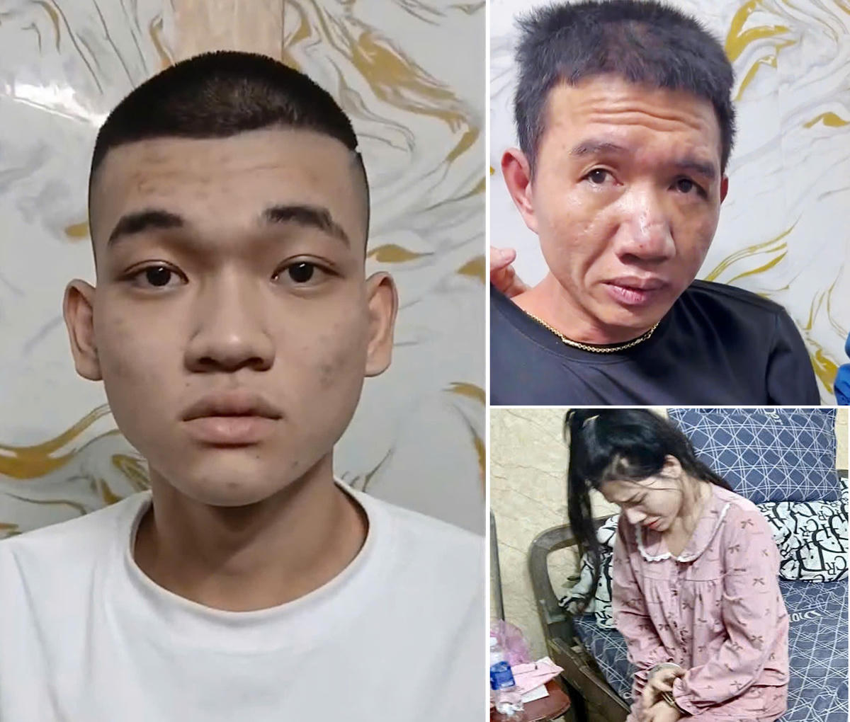 Các đối tượng&nbsp;Phạm Hữu Vũ, Nguyễn Văn Quân và Hồ Thị Múa. Ảnh: CAQT