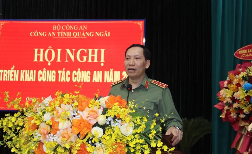 Thượng tướng Lê Văn Tuyến, Thứ trưởng Bộ Công an phát biểu chỉ đạo tại Hội nghị. Ảnh: CV.