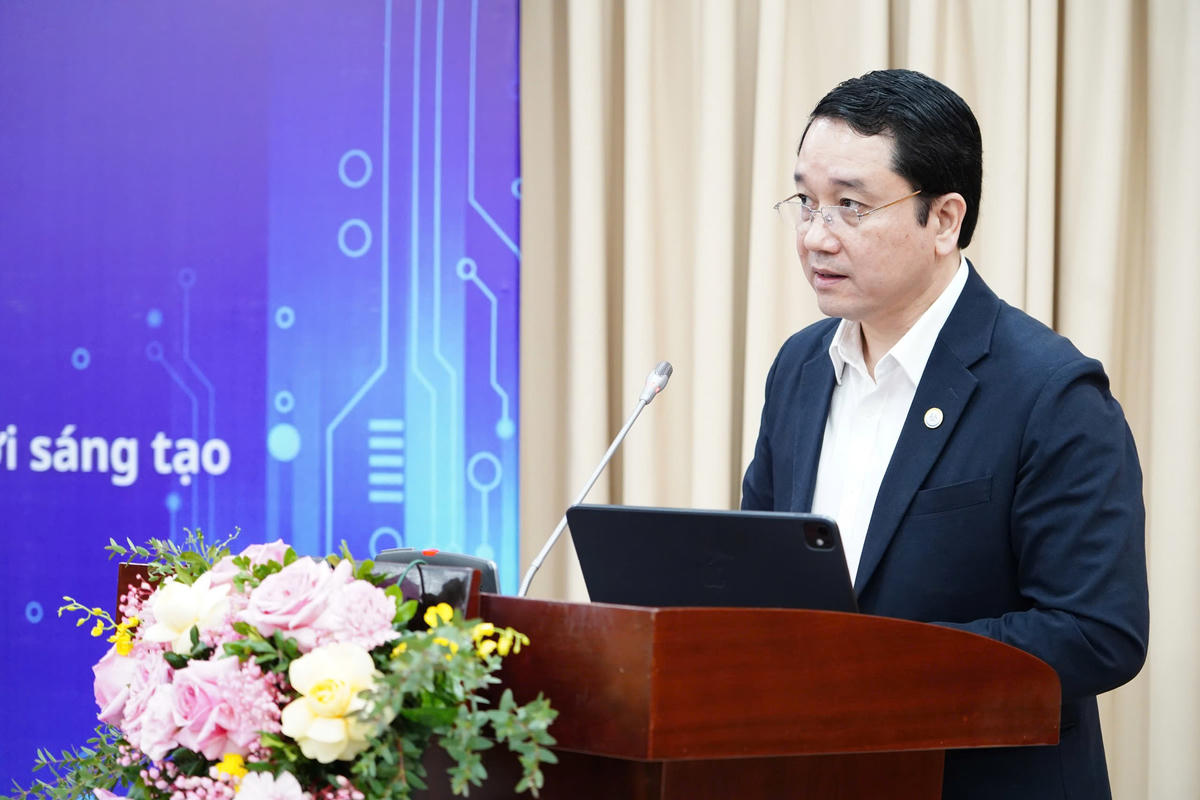 Ông Đào Ngọc Chiến, Giám đốc Quỹ NAFOSTED phát biểu.