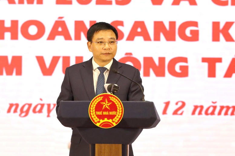 Ông Nguyễn Văn Thắng, Bộ trưởng Bộ Tài chính phát biểu tại Hội nghị .Ảnh: GDT