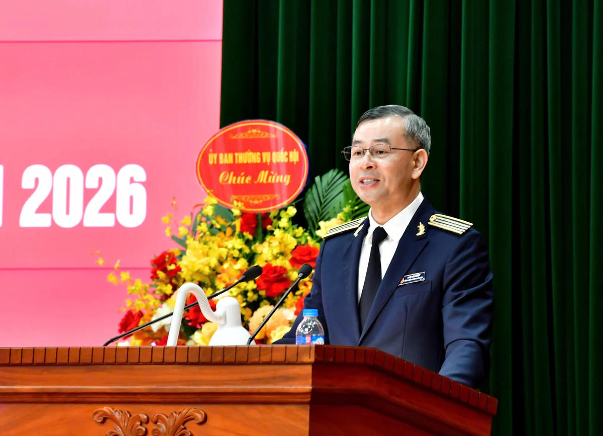 Ông Ngô Văn Tuấn - Ủy viên Trung ương Đảng, Ủy viên Ban Thường vụ Đảng ủy Quốc hội, Tổng Kiểm toán nhà nước phát biểu tại hội nghị. Ảnh: KTNN