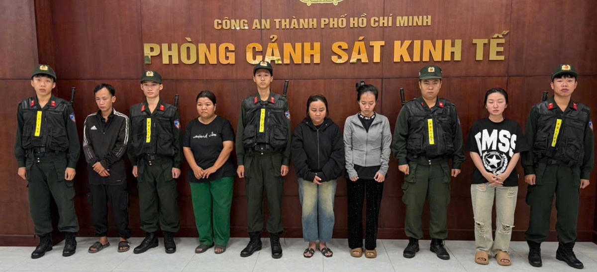 Nhóm đối tượng tại cơ quan công an. Ảnh: CACC.