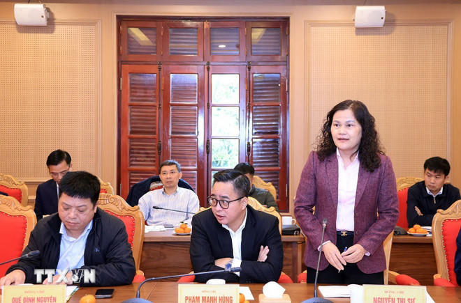 Phó Tổng giám đốc TTXVN Nguyễn Thị Sự phát biểu. (Ảnh: Tuấn Anh/TTXVN)