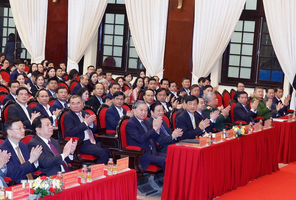 Tổng Bí thư Tô Lâm và các đại biểu tham dự hội nghị. (Ảnh: Thống Nhất/TTXVN)