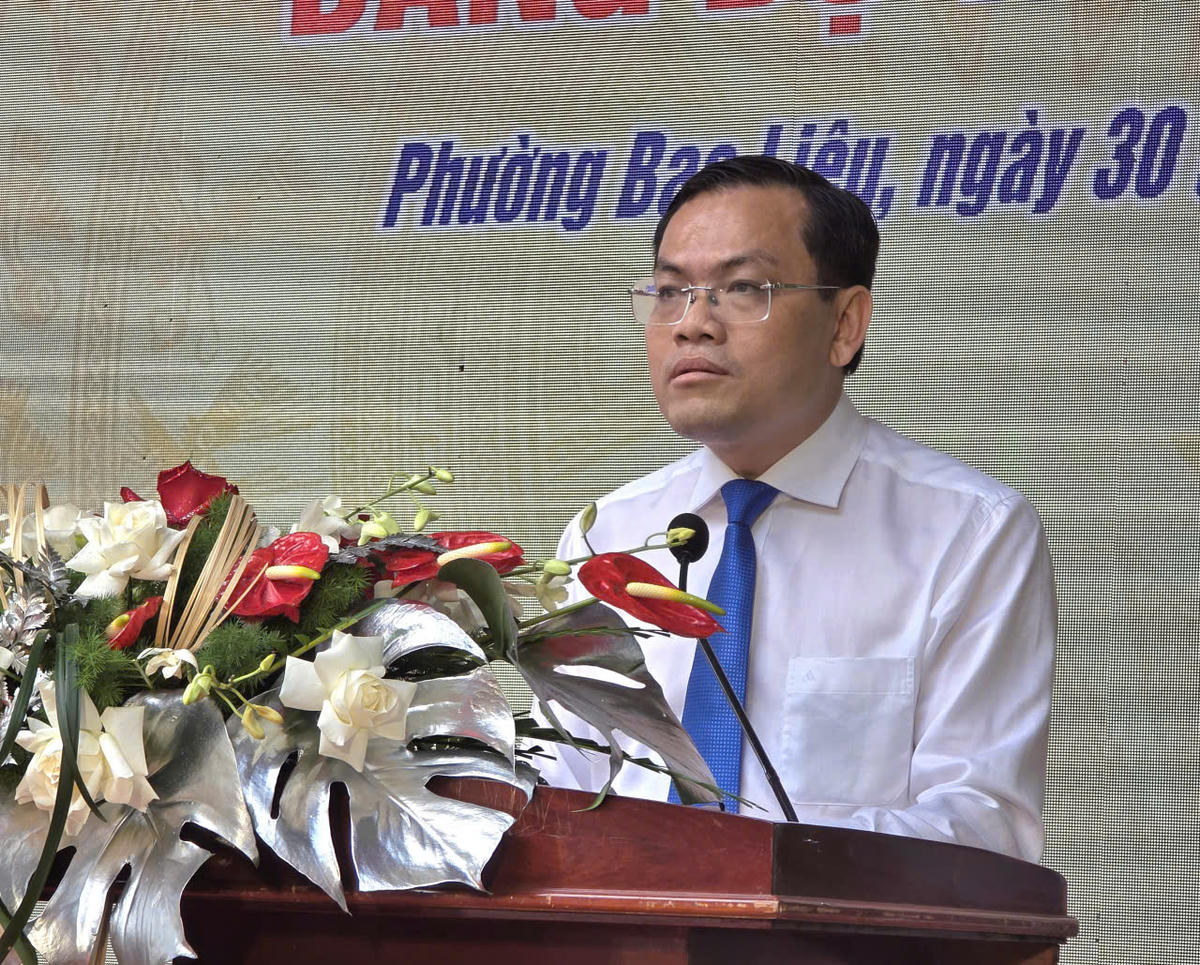 Phó Chủ tịch UBND tỉnh Cà Mau Ngô Vũ Thăng phát biểu tại Lễ công bố Quyết định thành lập Bảo tàng lịch sử Đảng bộ tỉnh Cà Mau. Ảnh: Nguyên Du.