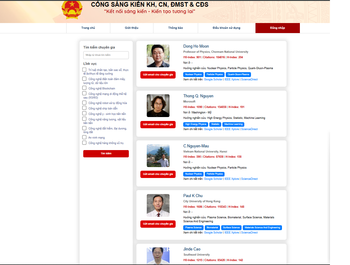 Cổng sáng kiến thu hút gần 8.500 chuyên gia về công nghệ chiến lược tham gia. Ảnh: HM.