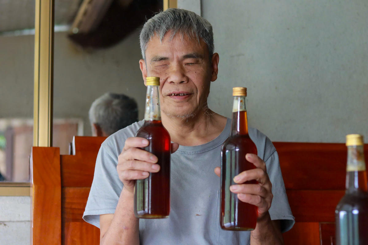 Bằng trí nhớ bền bỉ và sự kiên trì, ông Học hình thành cho mình cách làm riêng và đưa về thu nhập hàng chục triệu đồng/năm. Ảnh: Cẩm Kỳ&nbsp;