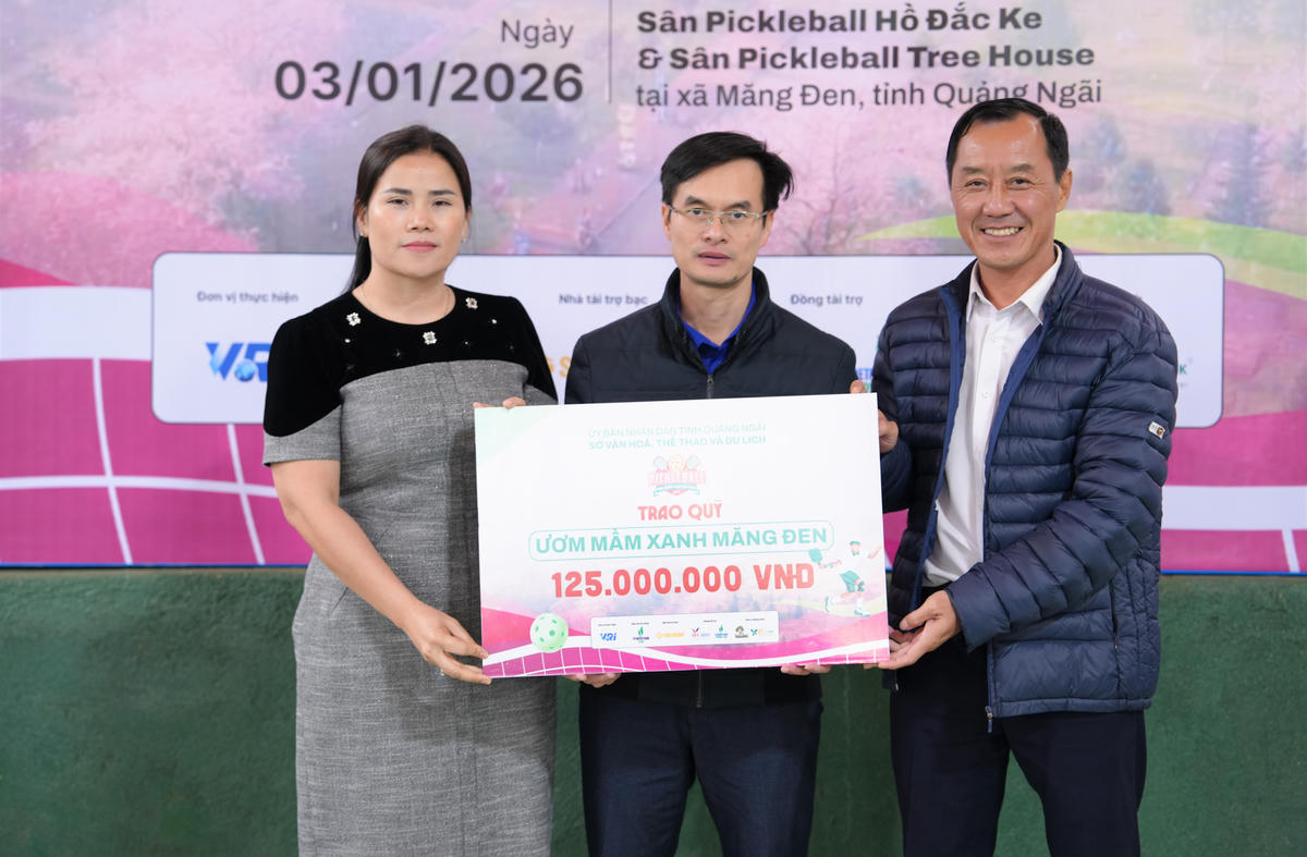 Giải Pickleball Quảng Ngãi mở rộng 2026 huy động 125 triệu đồng để trồng hoa anh đào. Ảnh: CV.