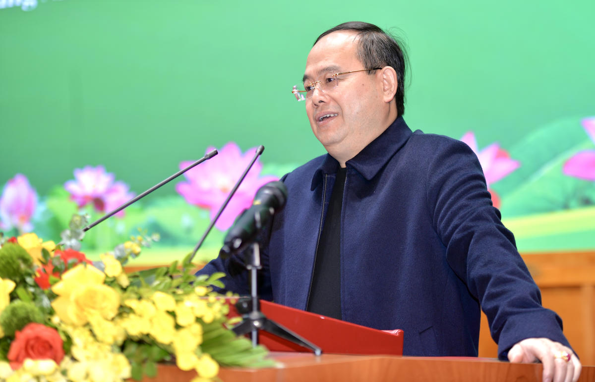 Bí thư Tỉnh ủy Quảng Ninh Quản Minh Cường phát biểu tại Hội nghị.