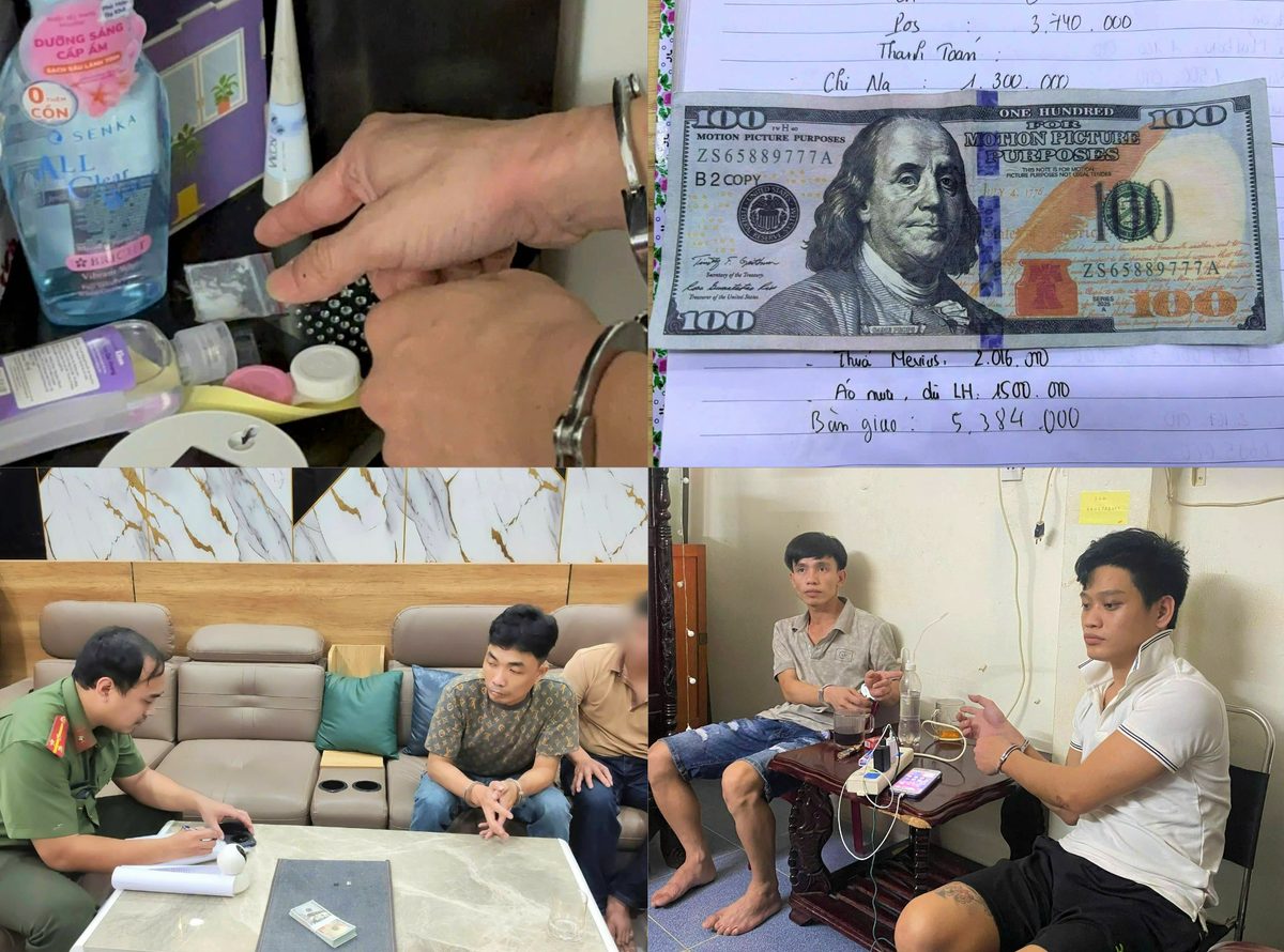 Đối tượng cùng tang vật số đô la 100 USD giả. Ảnh: CV.