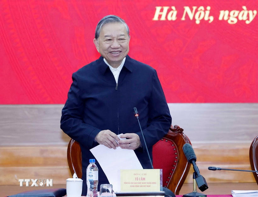 Tổng Bí thư Tô Lâm phát biểu chỉ đạo. (Ảnh: Thống Nhất/ TTXVN).