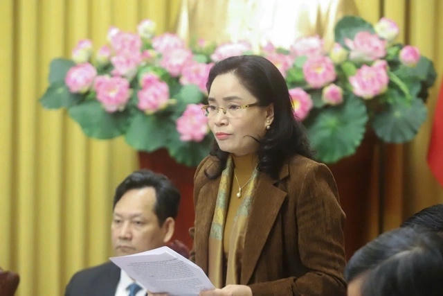 Thứ trưởng Bộ Văn hoá, Thể thao và Du lịch Trịnh Thị Thủy thông tin các điểm mới của Luật Báo chí.