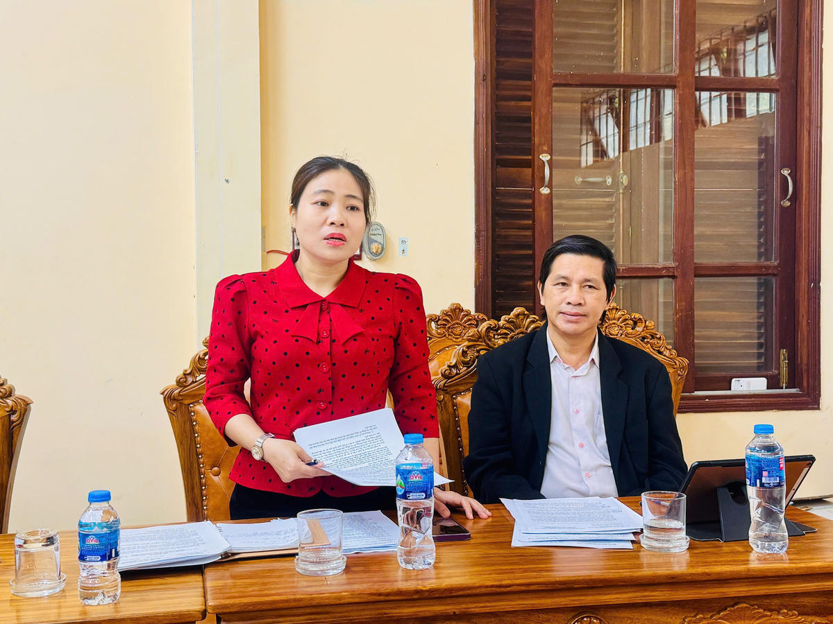 Bà Võ Thị Kim Oanh - Phó Trưởng Ban Thường trực Ban Tuyên giáo, Công tác xã hội Cơ quan UB MTTQ Việt Nam tỉnh phát biểu. Ảnh: TN.