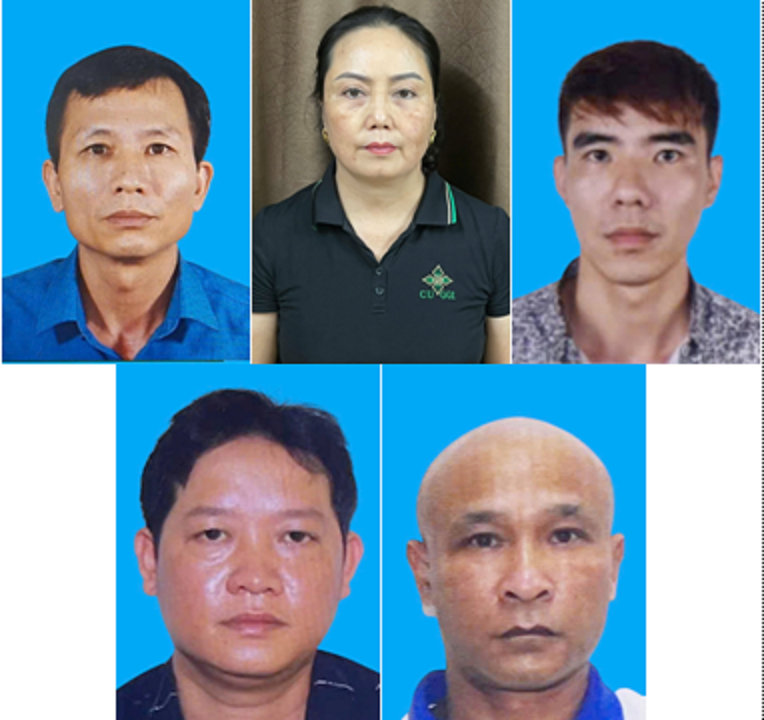 &nbsp;9 bị can bị khởi tố vì hành vi cung cấp, mua bán thực phẩm có nguồn gốc từ lợn chết, lợn ốm yếu do mắc dịch tả châu Phi. Ảnh: Công an TP Hải Phòng.&nbsp;