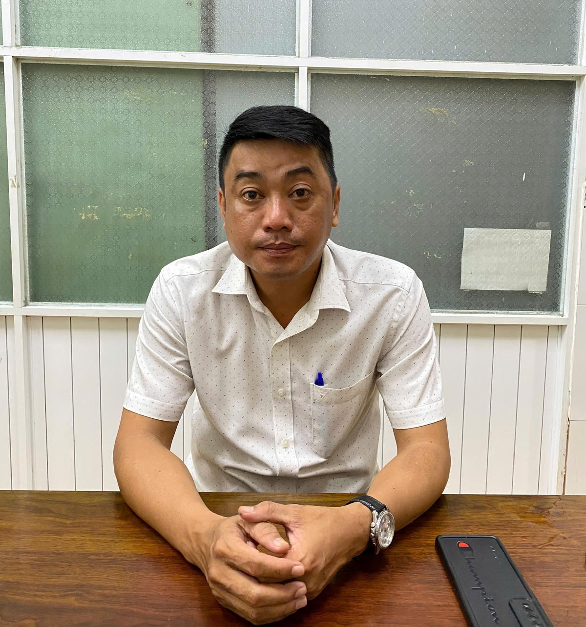 Đối tượng&nbsp;Võ Ngọc Tường Duy tại cơ quan điều tra. Ảnh: CV.