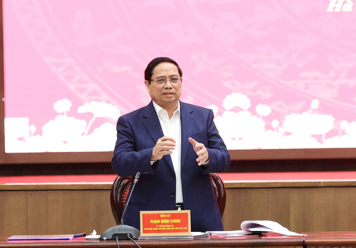 Thủ tướng Chính phủ Phạm Minh Chính phát biểu tại cuộc làm việc (Ảnh: Quang Thái)