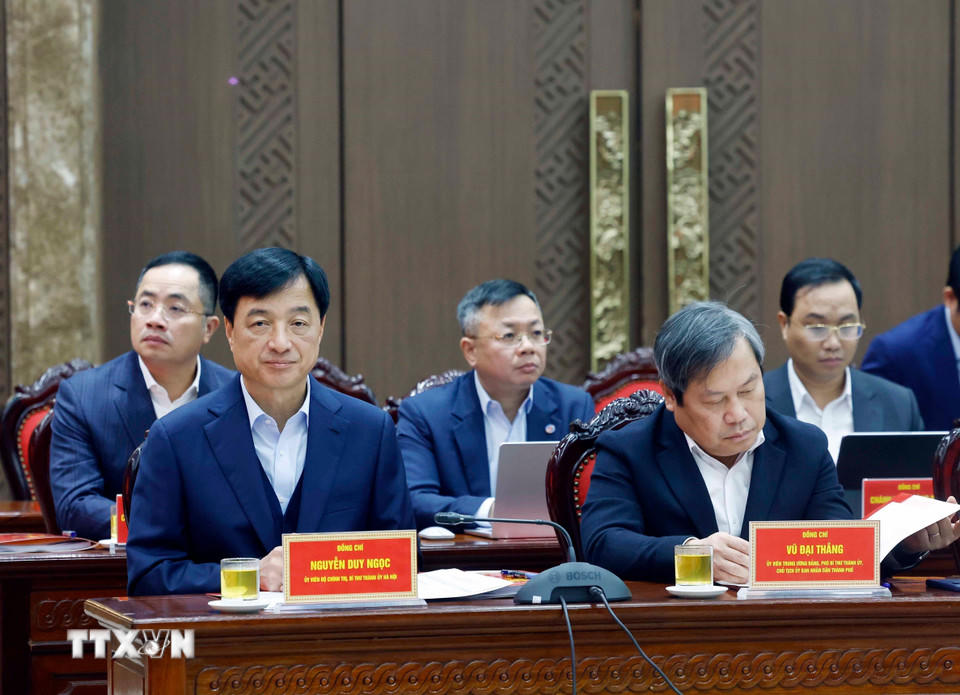 Các đại biểu tham dự buổi làm việc. (Ảnh: Thống Nhất/TTXVN)