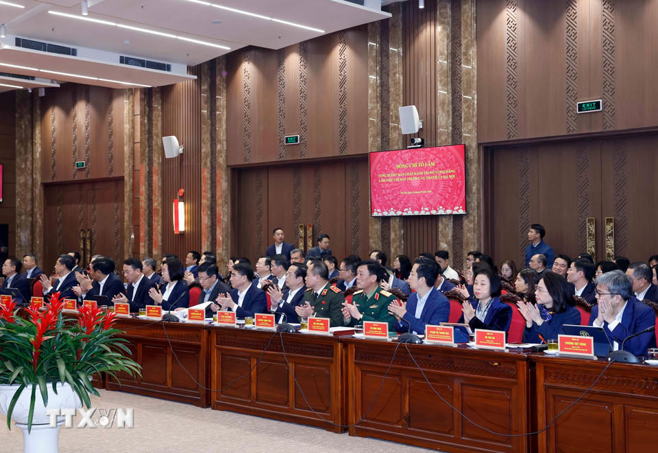 Các đại biểu tham dự buổi làm việc. (Ảnh: Thống Nhất/TTXVN)