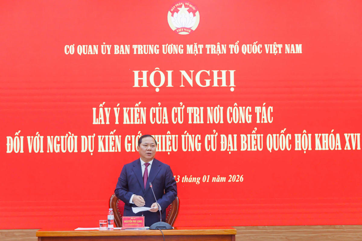 Phó Bí thư Đảng ủy MTTQ, các đoàn thể Trung ương&nbsp;Nguyễn Phi Long phát biểu tại Hội nghị. Ảnh: Quang Vinh.