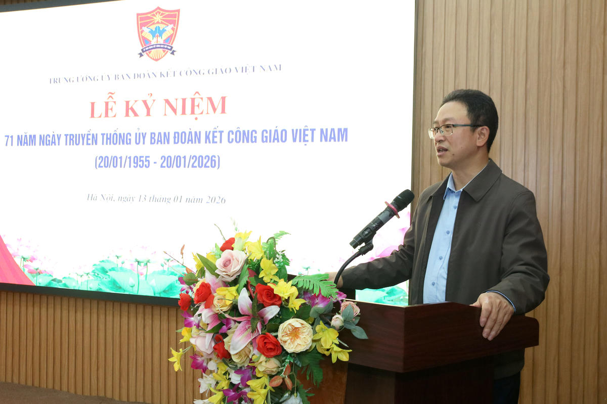 Ông Nguyễn Văn Thanh - Trưởng ban Dân tộc và Tôn giáo Cơ quan UBTƯ MTTQ Việt Nam phát biểu tại buổi lễ.