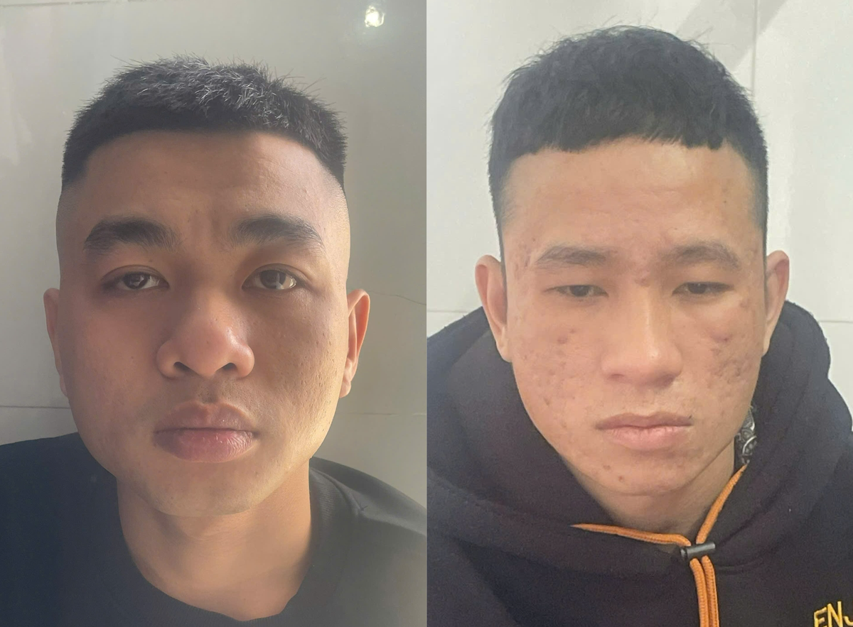 Đối tượng&nbsp;Võ Văn Hoàn (bên trái) và Trang Anh Quốc tại cơ quan điều tra. Ảnh: CV.