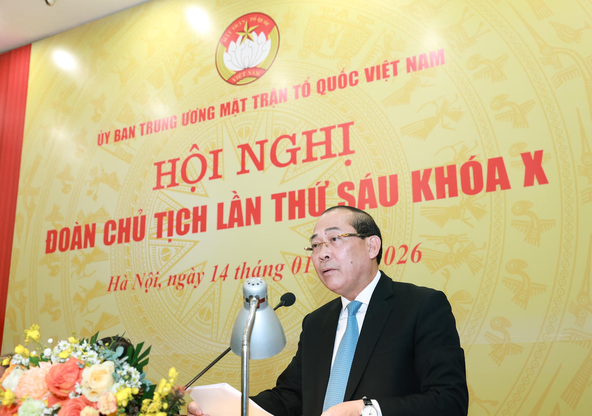 Phó Chủ tịch UBTƯ MTTQ Việt Nam Hoàng Công Thủy phát biểu tại Hội nghị.