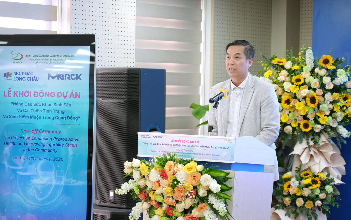 Ông Nguyễn Văn Cường, Giám đốc Điều hành, Bệnh viện Nam học và Hiếm muộn Hà Nội phát biểu.