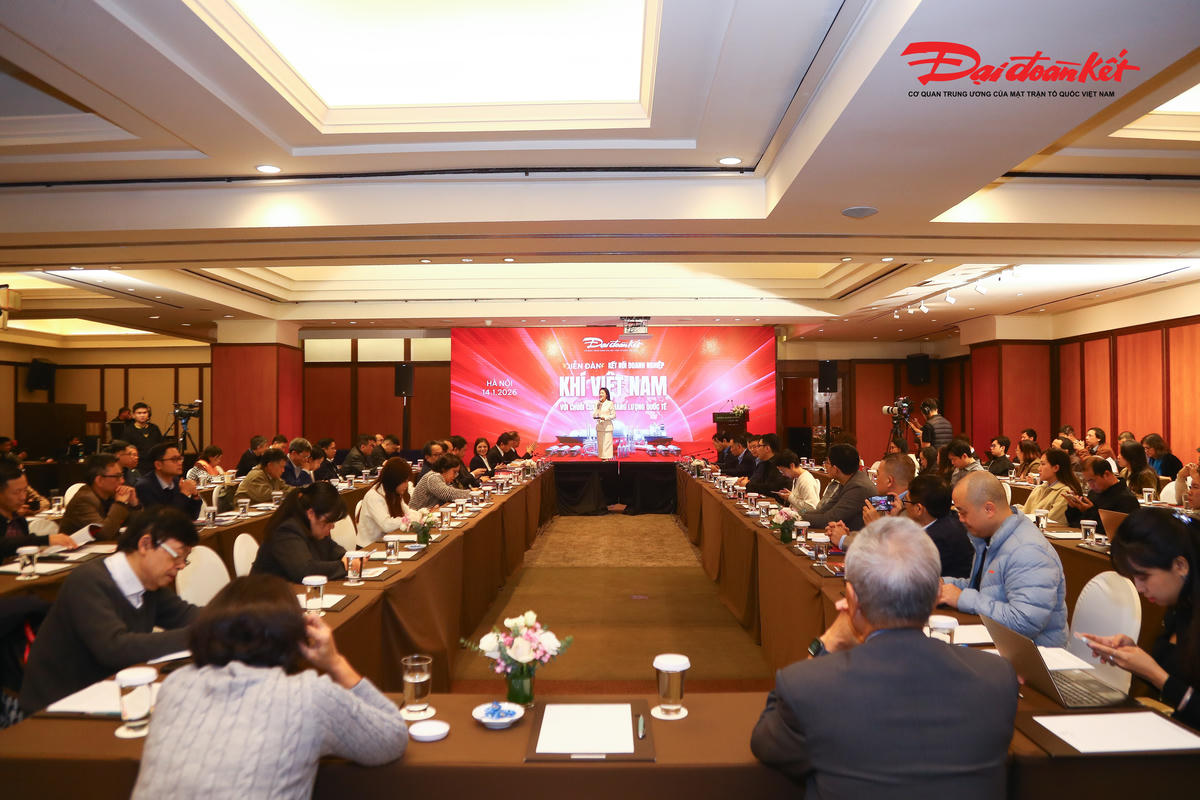 Quang cảnh Diễn đàn "Kết nối doanh nghiệp khí Việt Nam với chuỗi cung ứng năng lượng quốc tế" do Báo Đại đoàn kết phối hợp cùng các đối tác tổ chức.