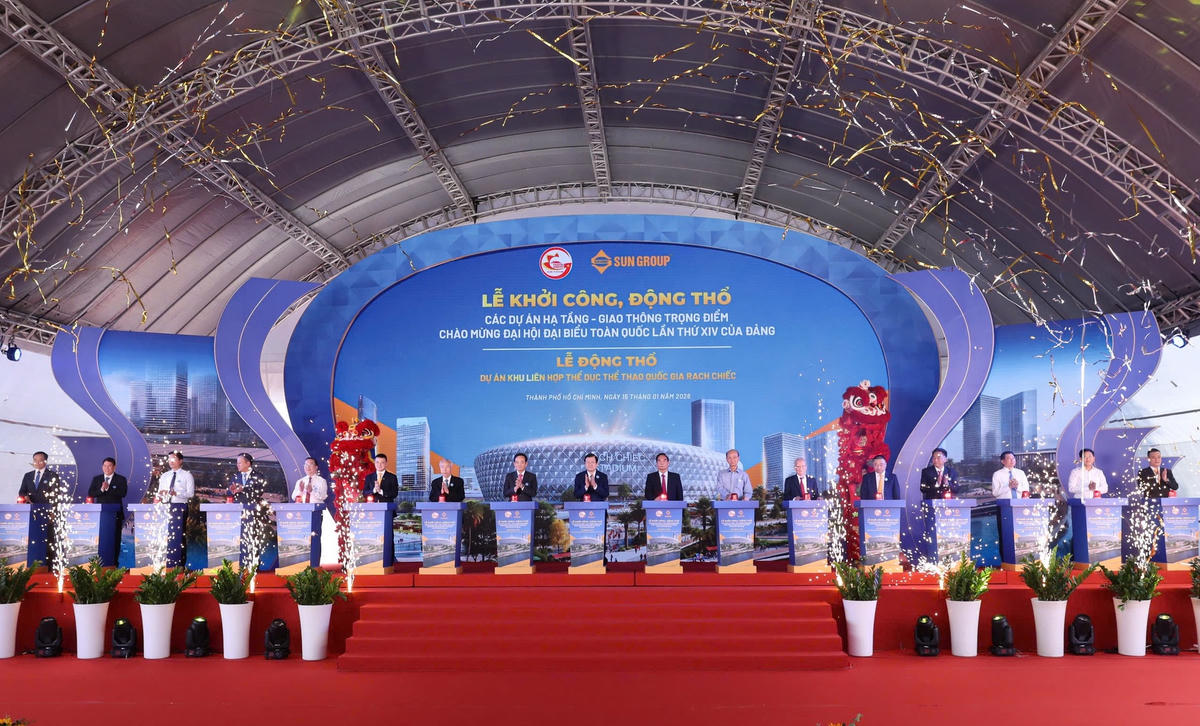 Lễ động thổ dự án Khu liên hiệp TDTT Rạch Chiếc. Ảnh: G.N.