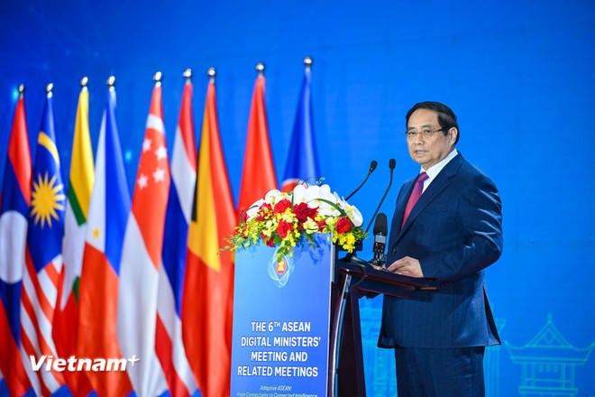 Thủ tướng Chính phủ Phạm Minh Chính phát biểu tại sự kiện. (Ảnh: Minh Sơn/Vietnam+)