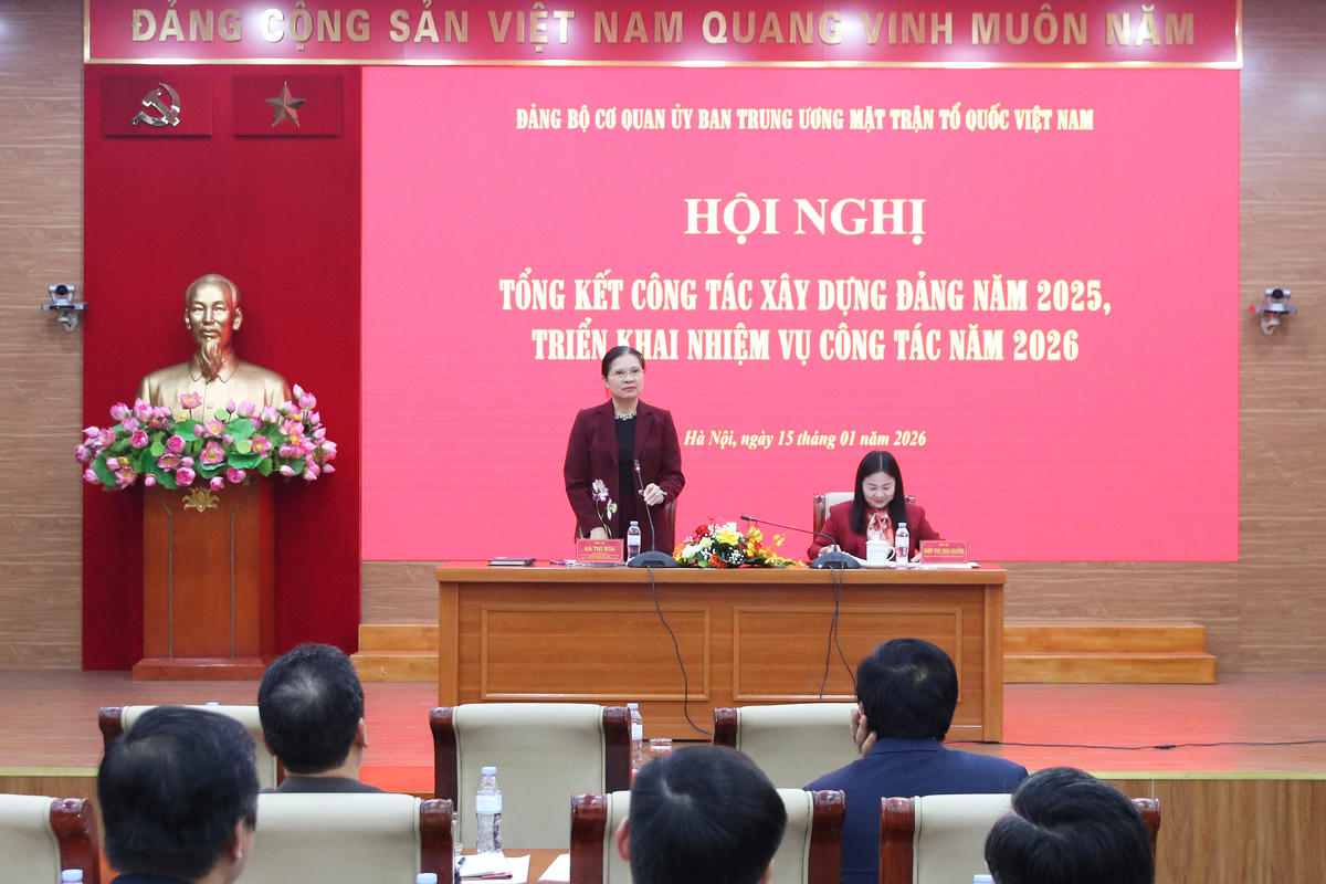 Phó Chủ tịch - Tổng Thư ký Hà Thị Nga chủ trì Hội nghị tổng kết công tác xây dựng Đảng năm 2025, triển khai nhiệm vụ công tác năm 2026.