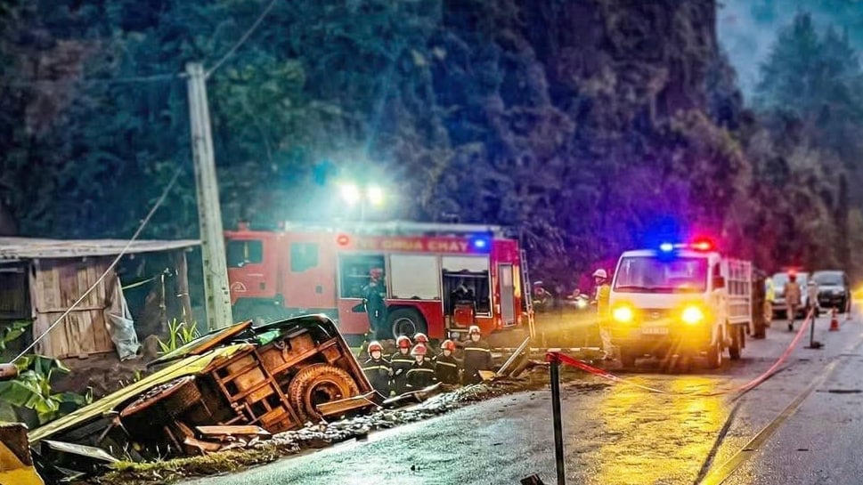 Hiện trường xảy ra vụ tai nạn. Ảnh: C.A