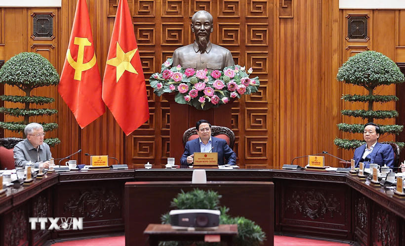 Thủ tướng Phạm Minh Chính chủ trì cuộc họp. (Ảnh: Dương Giang/TTXVN)
