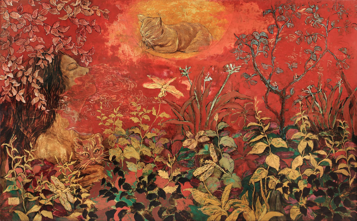 Mơ hoa 04 (2025)- tác phẩm trong triển lãm đầu tay của Phạm Trà My. Ảnh: NVCC.