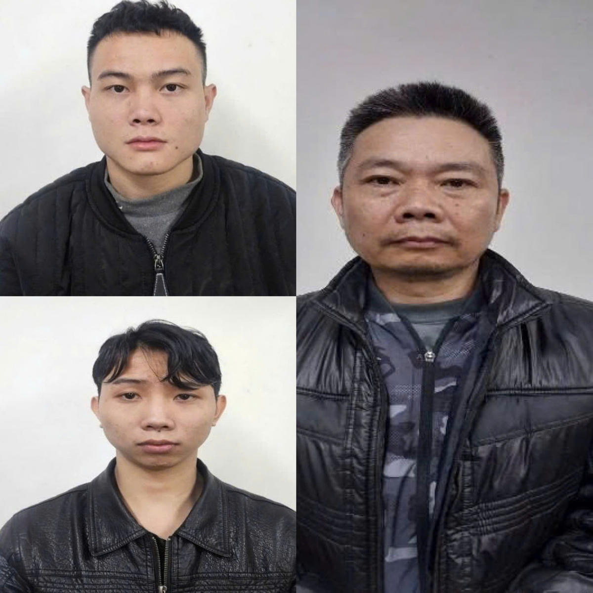 Các đối tượng Vũ Văn Ích, Trần Quang Nội, Lê Hữu Thắng. Ảnh: Công an Quảng Ninh.