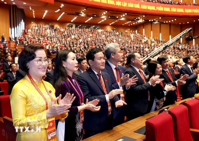 Các đại biểu dự phiên khai mạc Đại hội đại biểu toàn quốc lần thứ XIV của Đảng. (Ảnh: TTXVN)