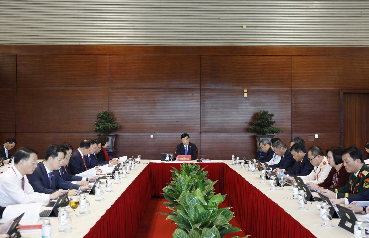 Đoàn đại biểu Đảng bộ thành phố Hà Nội thảo luận các văn kiện Đại hội tại Đoàn. Ảnh: TTXVN