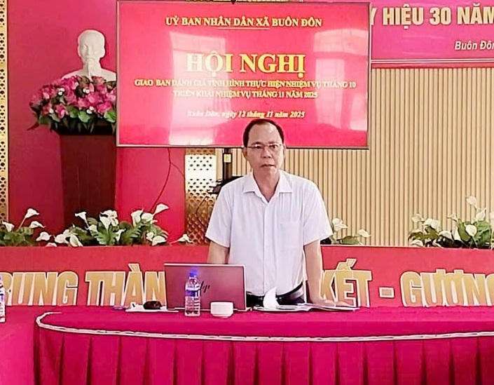 Ông Nguyễn Cảnh Tùng, Chủ tịch UBND xã Buôn Đôn, tỉnh Đắk Lắk. Chia sẻ về Đại hội toàn quốc lần thứ XIV của Đảng. (ảnh CTV)

