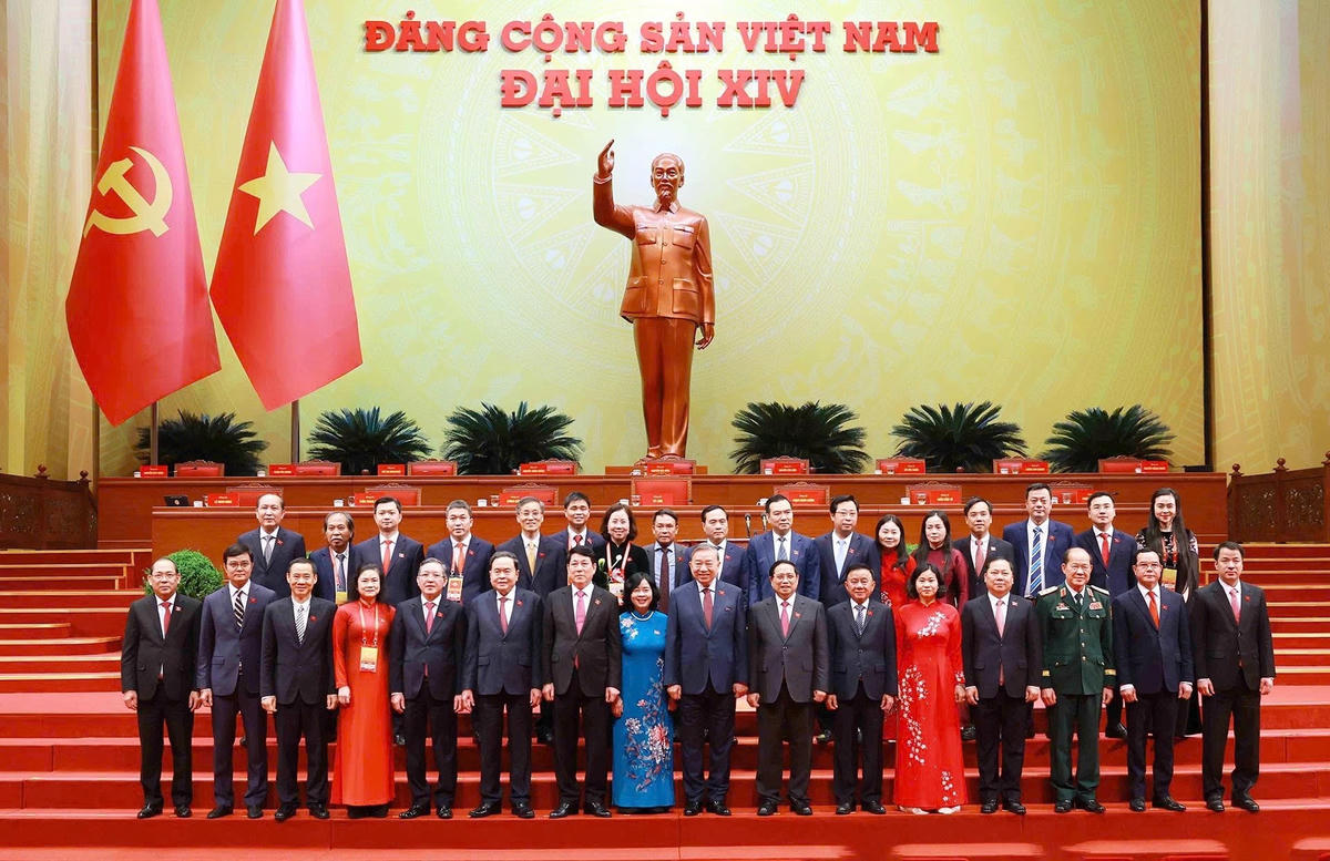 Lãnh đạo Đảng, Nhà nước và Đoàn đại biểu Đảng bộ Mặt trận Tổ quốc, các đoàn thể Trung ương dự Đại hội XIV của Đảng. Ảnh: TTXVN