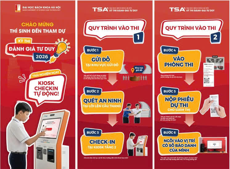 Đại học Bách khoa Hà Nội hướng dẫn các bước làm thủ tục dự thi cho thí sinh. Ảnh: HUST