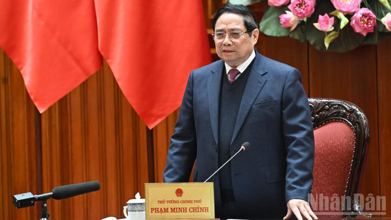 Thủ tướng Phạm Minh Chính phát biểu ý kiến chỉ đạo phiên họp. (Ảnh: TRẦN HẢI).