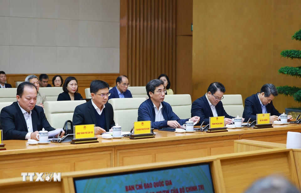 Các đại biểu tham dự Phiên họp lần thứ tư của Ban Chỉ đạo quốc gia triển khai Nghị quyết số 68-NQ/TW của Bộ Chính trị về phát triển kinh tế tư nhân. (Ảnh: Dương Giang/TTXVN)