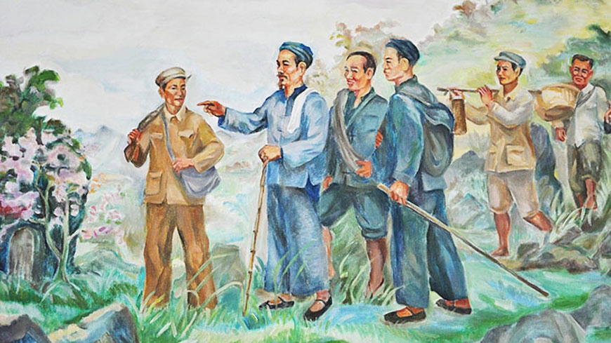 Bác Hồ về nước ngày 28-1-1941. Tranh: Trịnh Phòng