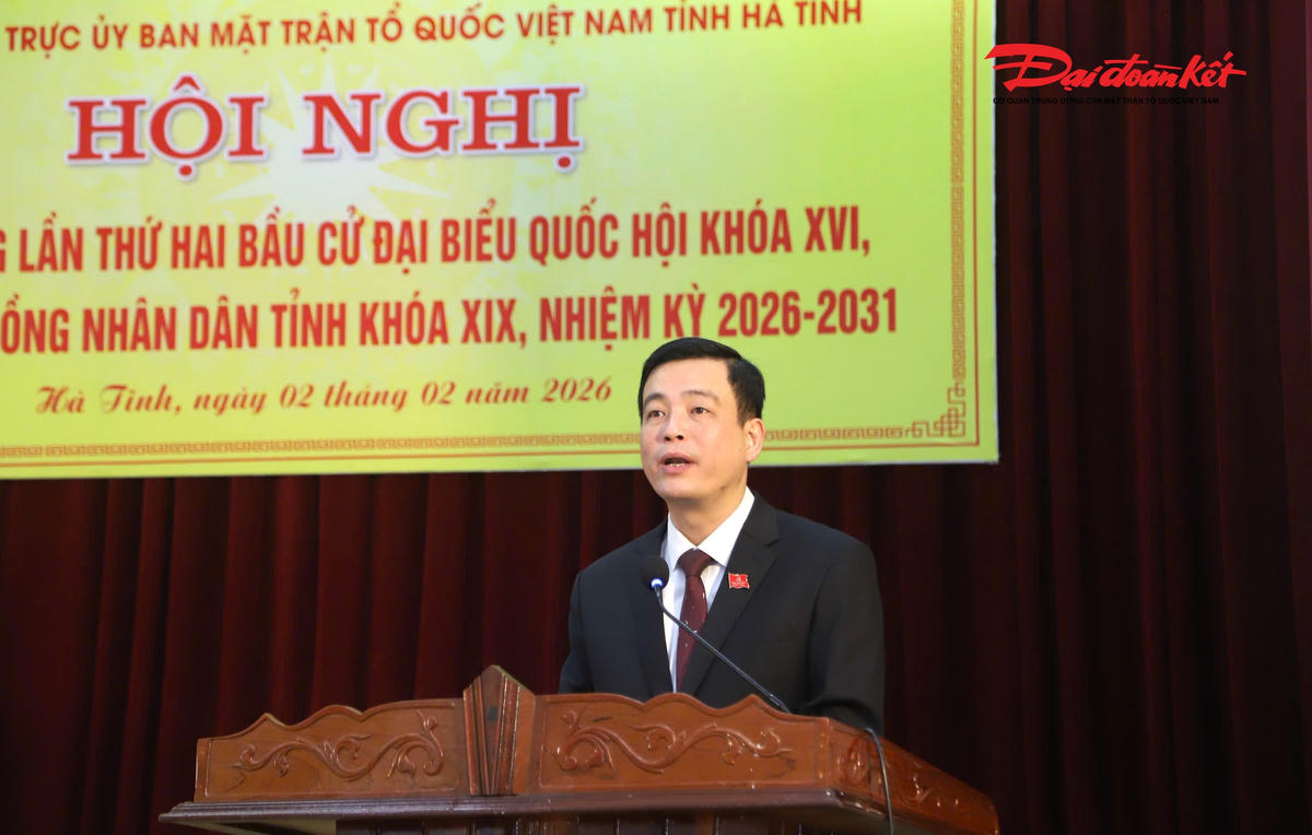 Ông Nguyễn Thành Đồng - Chủ tịch Ủy ban MTTQ Việt Nam tỉnh Hà Tĩnh phát biểu khai mạc hội nghị. Ảnh: CH.