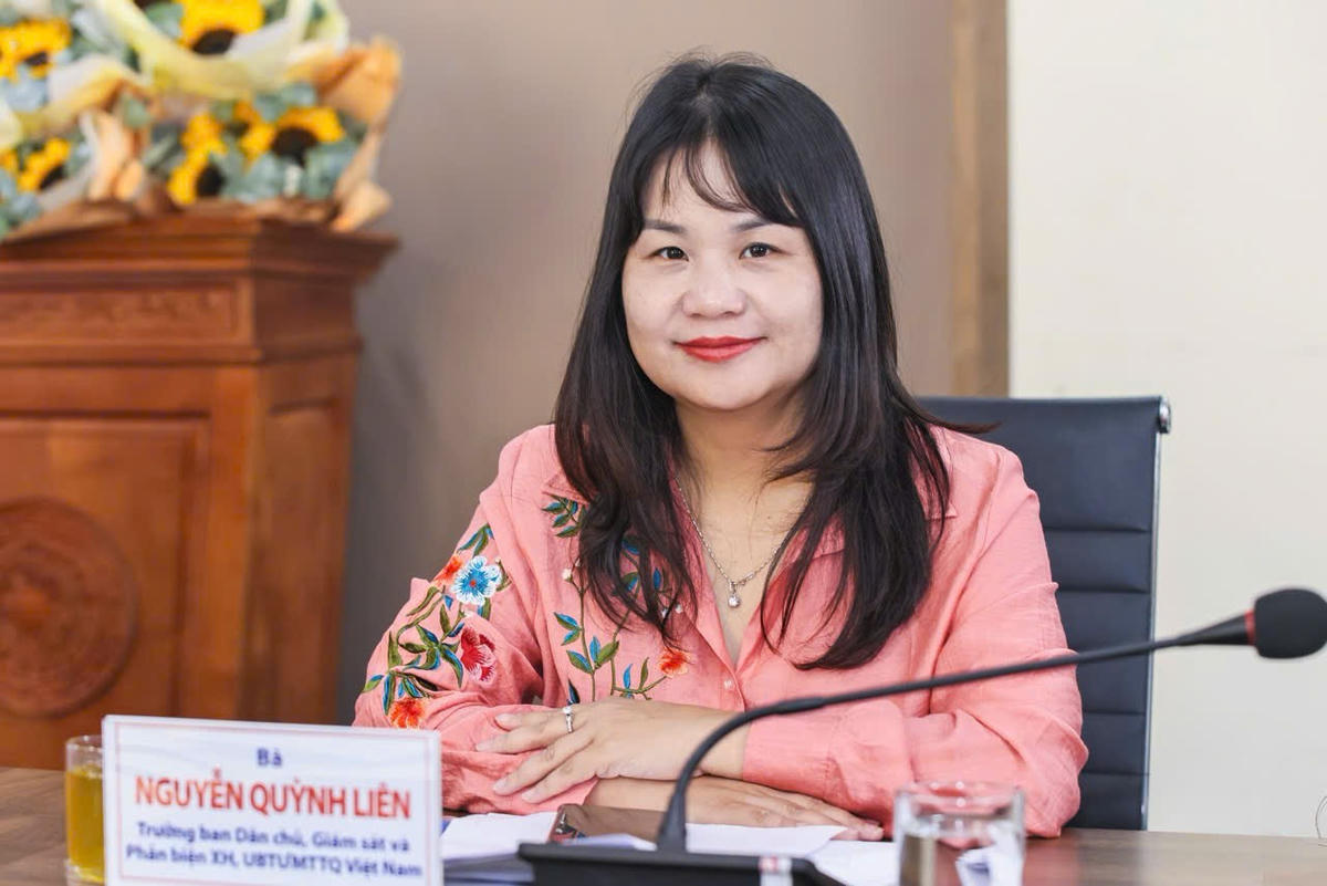 Bà Nguyễn Quỳnh Liên – Ủy viên Đoàn Chủ tịch, Trưởng ban Dân chủ, Giám sát và Phản biện xã hội – Cơ quan UBTƯ MTTQ Việt Nam.