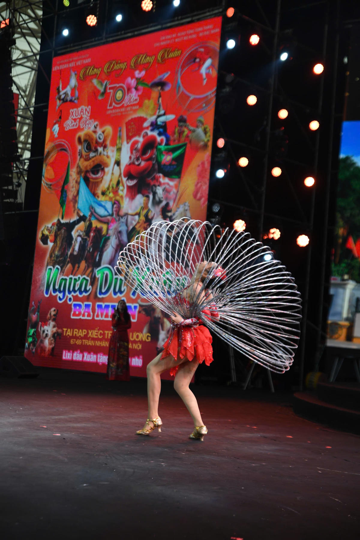 Nghệ sĩ xiếc phiêu cùng tiết mục. Ảnh: Phạm Sỹ.