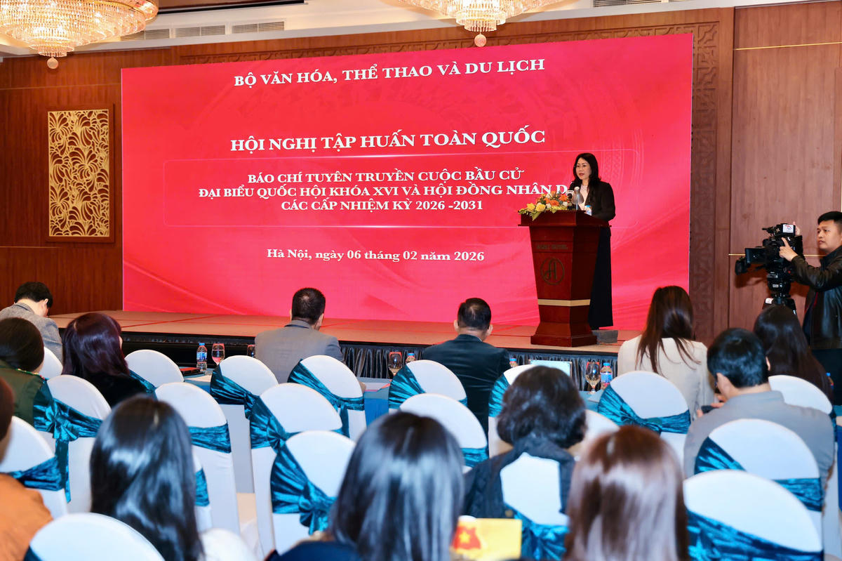 &nbsp;Thứ trưởng Thường trực Bộ Văn hóa, Thể thao và Du lịch&nbsp;Lâm Thị Phương Thanh&nbsp;phát biểu tại Hội nghị.